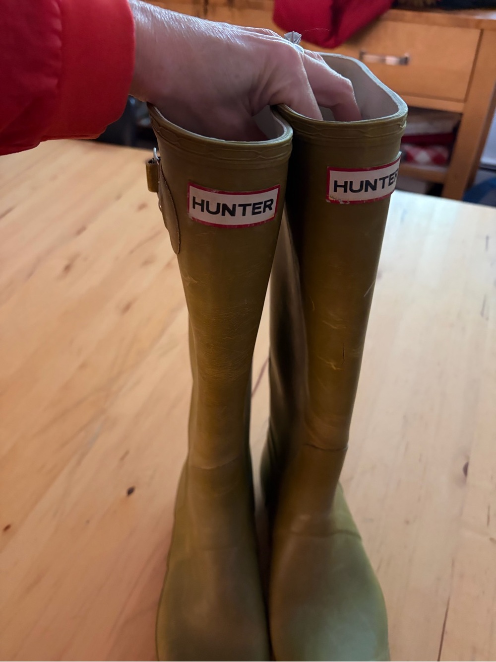 Hunter Olive Green Tall Rubber Rain Boots - Picture 3 of 10